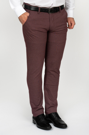 Imbracaminte Barbati - Pantaloni chino barbati slim fit visiniu-pepit