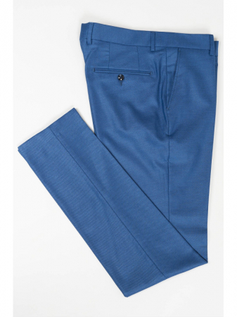 Pantaloni stofa albastru pepit slim [0]