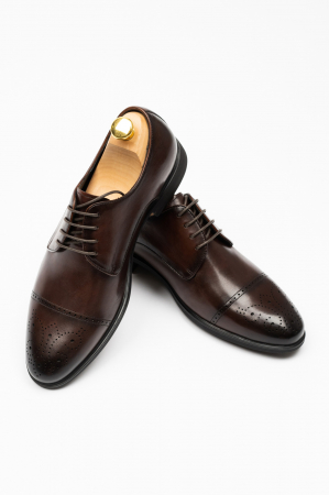 Pantofi barbati - Pantofi barbati eleganti maro-brogue M2 piele CONFORT