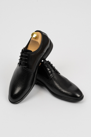 Pantofi barbati - Pantofi barbati eleganti negri cu design geometric CONFORT