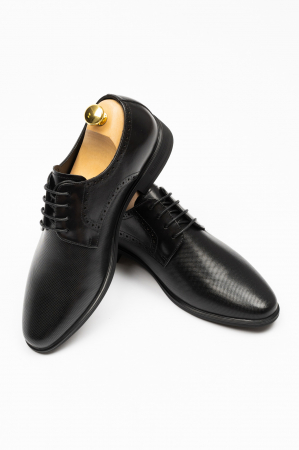 Pantofi barbati - Pantofi barbati eleganti negru-pepit piele CONFORT