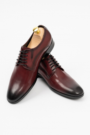 Pantofi barbati piele burgund-visiniu Derby [0]