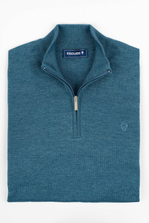 Pulovere - Pulover barbati slim fit turcoaz