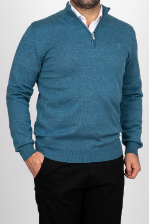 Pulovere - Pulover barbati slim fit turcoaz