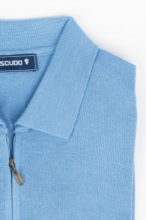 Pulover slim albastru cu guler si fermoar [2]