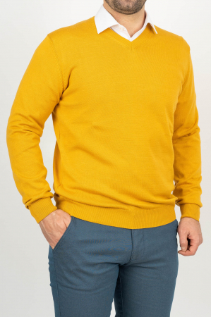 Pulover regular ocru cu anchior [0]