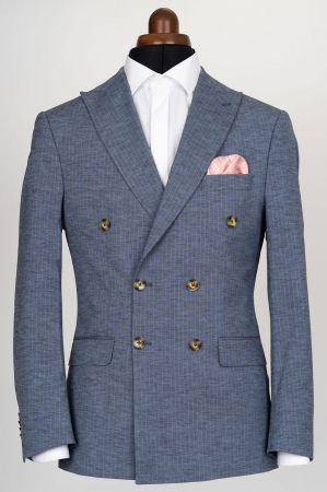 Imbracaminte Barbati - Sacou barbati bleu-dungi slim fit