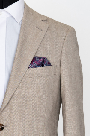 Sacou barbati slim fit bej-bradut [1]