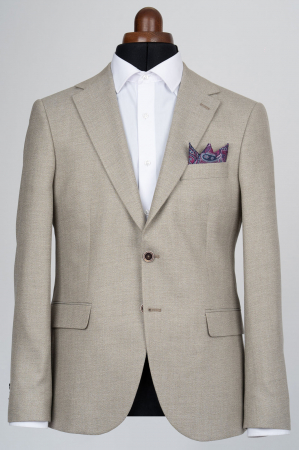 Sacou barbati slim fit bej-bradut