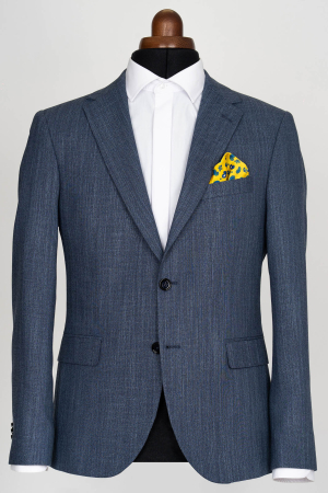 Sacouri - Sacou barbati slim fit bleumarin-blue pepit