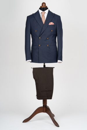 Sacou barbati slim fit bleumarin-dungi cu doua randuri de nasturi [2]
