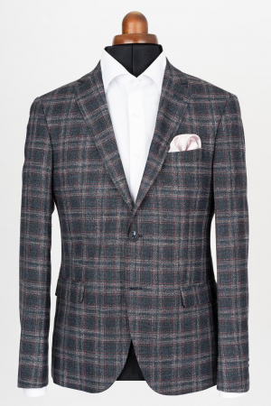 Sacou slim bleumarin-visiniu [0]