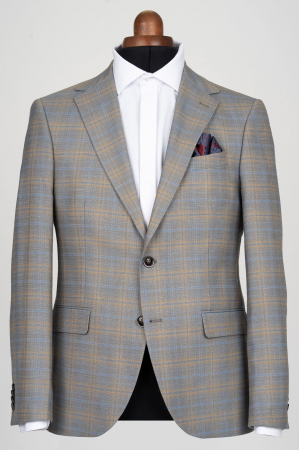 Imbracaminte Barbati - Sacou slim fit gri-bej caro