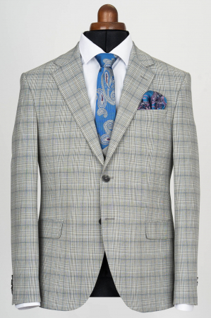 Imbracaminte Barbati - Sacou slim fit gri-caro