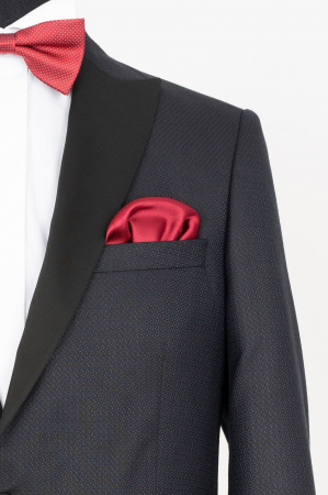 Sacou smoking slim bleumarin-negru cu rever negru [2]