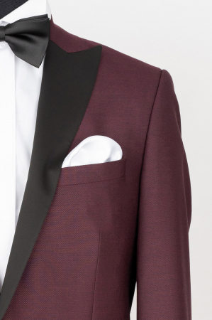 Sacou smoking slim visiniu si rever negru [1]