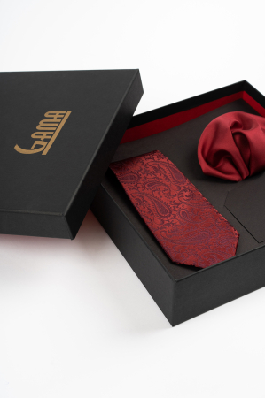 Set Cadou Premium GAMA - Cravată & Batistă Roșu Bordo [1]