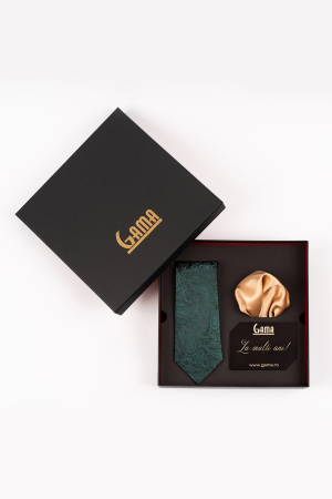 Accesorii - Set Cadou Premium GAMA - Cravată & Batistă Verde Închis
