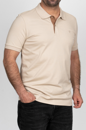 Tricou polo barbati slim fit bej [2]