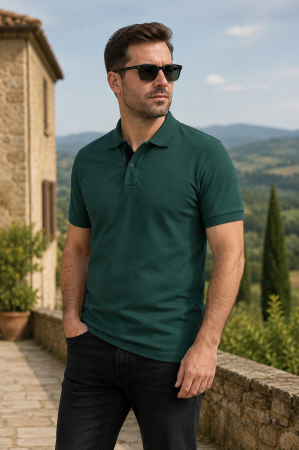 Tricou polo barbati slim fit verde