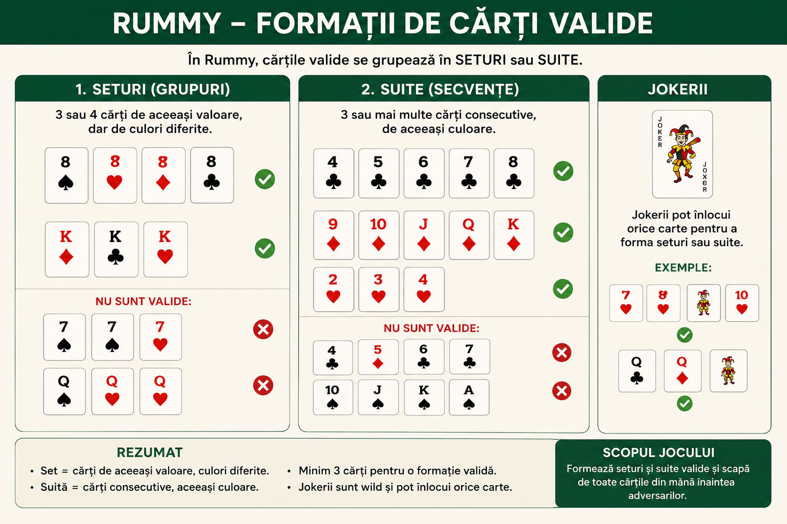 Jocul cu carti Rummy - varianta clasica
