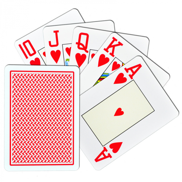Carti de joc poker, Texas Hold'em, profesionale, 100% plastic, index mare, culoare spate rosu [2]