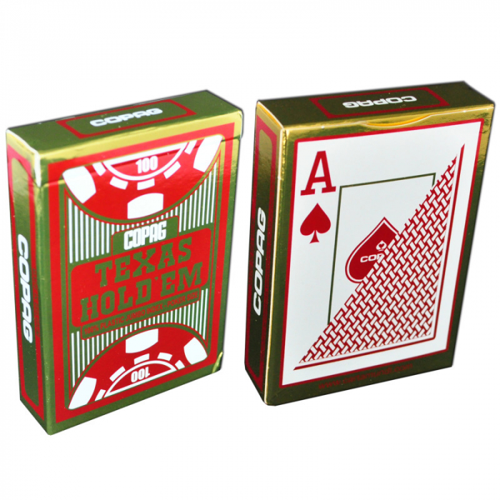 Carti de joc poker, Texas Hold'em, profesionale, 100% plastic, index mare, culoare spate rosu [3]