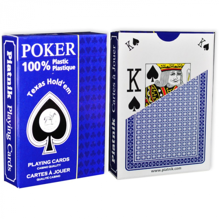 Carti de joc poker Texas Hold'em, profesionale, Piatnik (Austria), 100% plastic, index mare + peek index, culoare spate albastru [4]