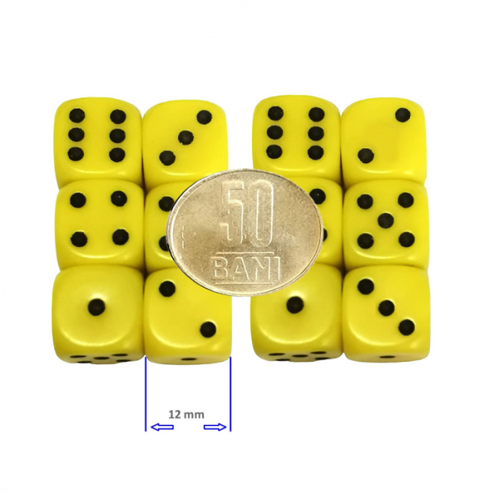 Set 12 zaruri de 12 mm, galbene, de calitate, plastic opac [2]