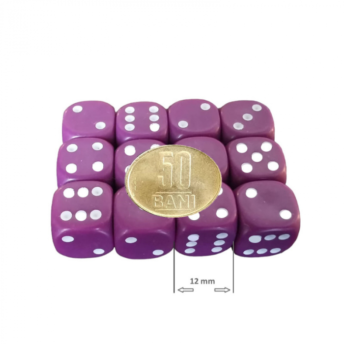 Set 12 zaruri de 12 mm, mov, de calitate, plastic opac [2]