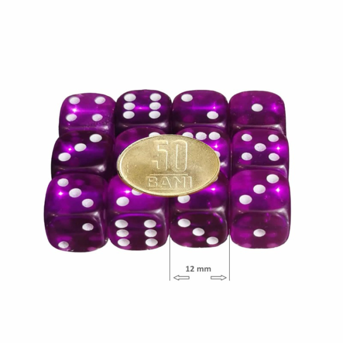 Set 12 zaruri de 12 mm, mov, de calitate, plastic translucid [2]