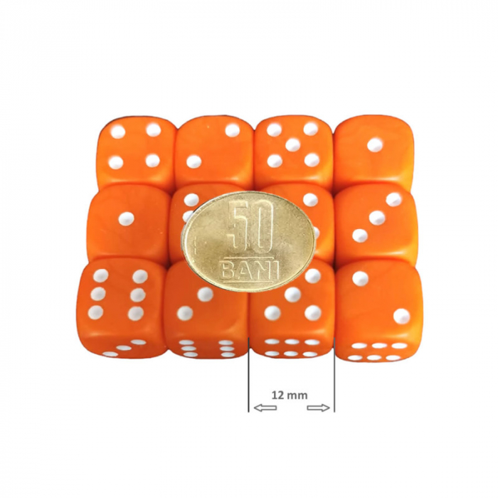 Set 12 zaruri de 12 mm, portocalii, de calitate, plastic opac [2]