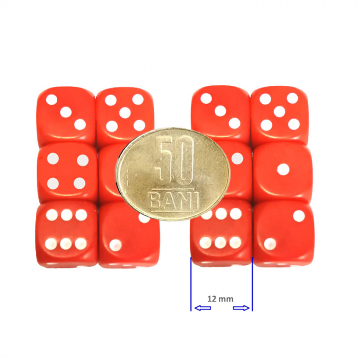 Set 12 zaruri de 12 mm, rosii, de calitate, plastic opac [2]