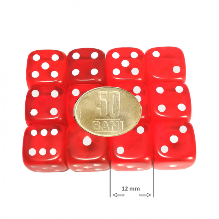 Set 12 zaruri de 12 mm, rosii, de calitate, plastic translucid [2]
