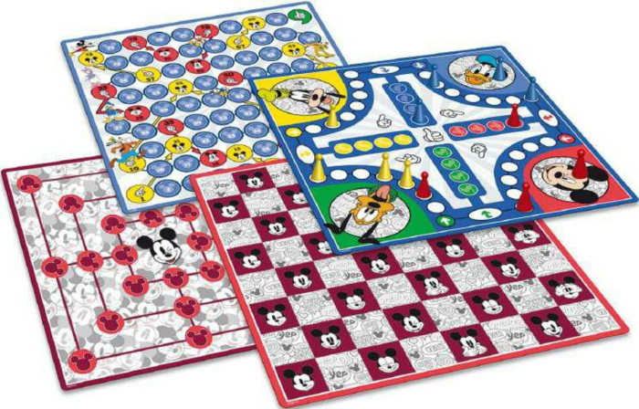 Set 25 jocuri de societate, Game Compedium - Disney, Mickey Mouse, 4 planse dimensiuni 26 x 26 cm, 16 pioni, 24 jetoane, 5 zaruri [2]