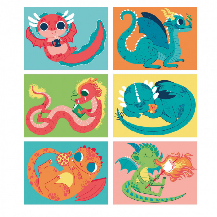 Set 6 Puzzle-uri cu 12 Cuburi Clementoni, Dragons, pentru copii de peste 3 ani [2]