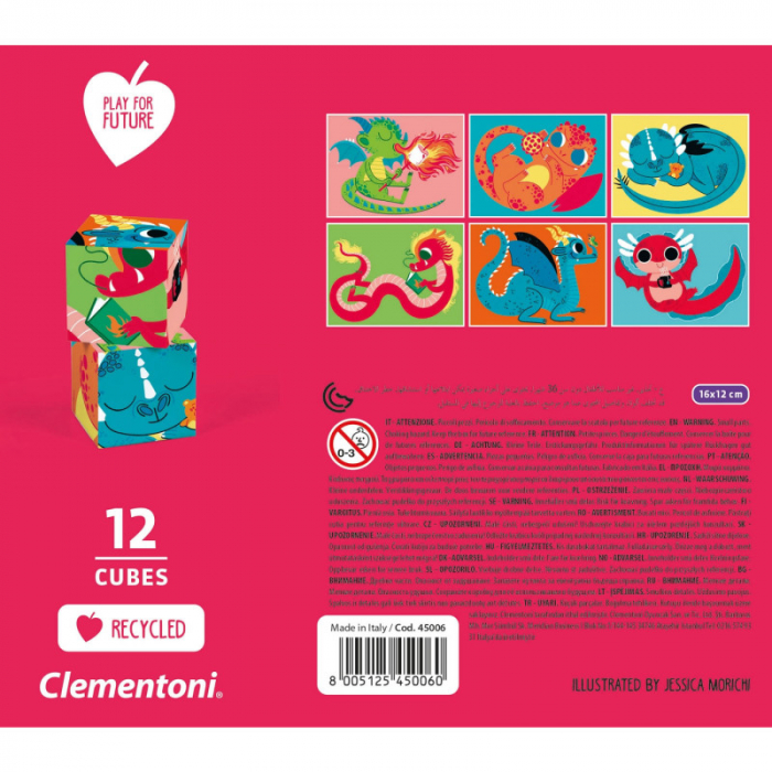 Set 6 Puzzle-uri cu 12 Cuburi Clementoni, Dragons, pentru copii de peste 3 ani [3]