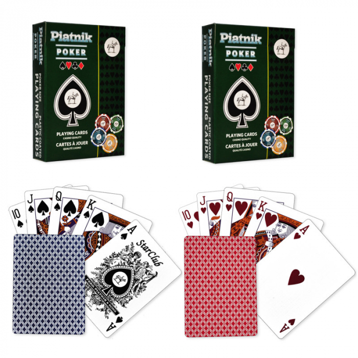 Set poker profesional Piatnik (Austria), 300 jetoane de cazinou (14 grame), 2 pachete carti de joc, 5 zaruri, buton dealer, cadou covoras Texas Hold'em [2]