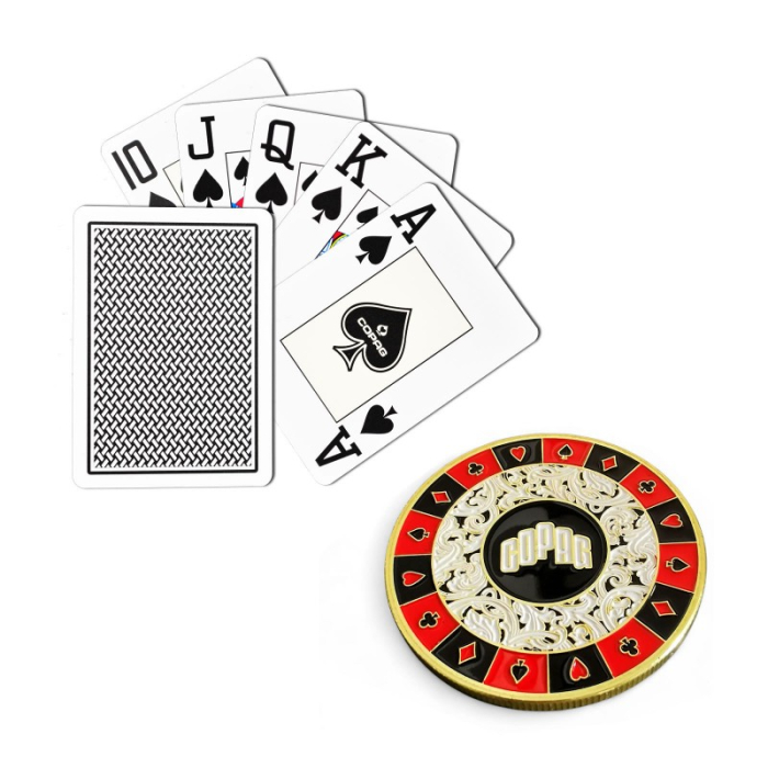 Texas Hold'em, profesional, 1 pachet carti de joc 100% plastic, jeton metalic dealer [2]