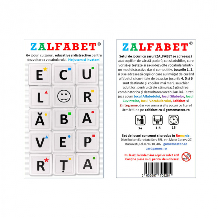 ZALFABET - Set de 6 jocuri cu zaruri si litere, educative si distractive pentru dezvoltarea vocabularului [4]