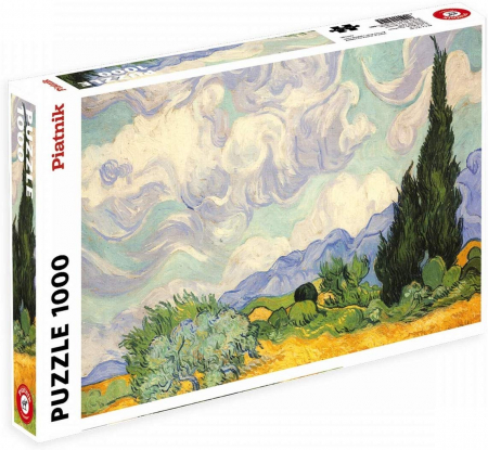 Puzzle - Puzzle Piatnik "Vincent van Gogh - Camp cu grau si chiparosi", 1000 piese, dimensiune 68 x 48 cm, produs in Austria