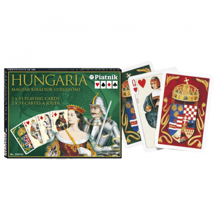 Carti de joc de lux - Carti de joc Piatnik, "Hungaria", 2 pachete a 52 de carti + 6 jokeri, produse in Austria