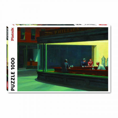 Puzzle - Puzzle Piatnik "Edward Hopper - Nighthawks", 1000 piese, dimensiune 68 x 48 cm, produs in Austria