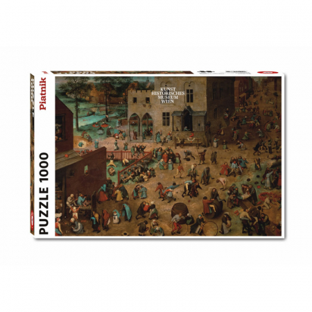 Puzzle - Puzzle Piatnik "Pieter Bruegel cel Batran - Jocuri de copii", 1000 piese, dimensiune 68 x 48 cm, produs in Austria