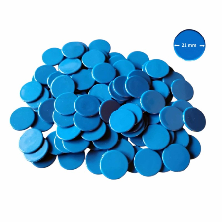 Zaruri - Set 100 jetoane pentru jocuri, diametru 22 mm, culoare albastra