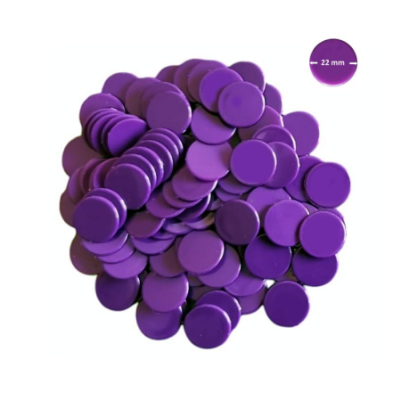 Zaruri - Set 100 jetoane pentru jocuri, diametru 22 mm, culoare mov