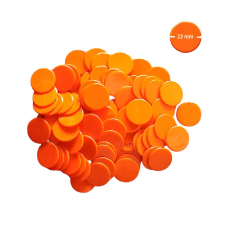 Zaruri - Set 100 jetoane pentru jocuri, diametru 22 mm, culoare portocalie