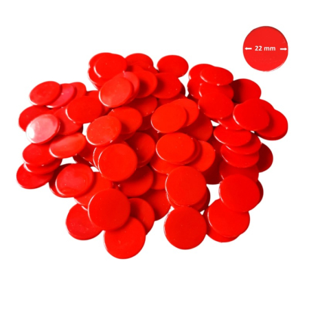 Zaruri - Set 100 jetoane pentru jocuri, diametru 22 mm, culoare rosie