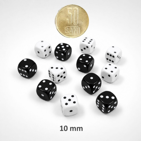 Zaruri - Set 12 zaruri 10 mm, bine finisate, pentru Table si alte jocuri