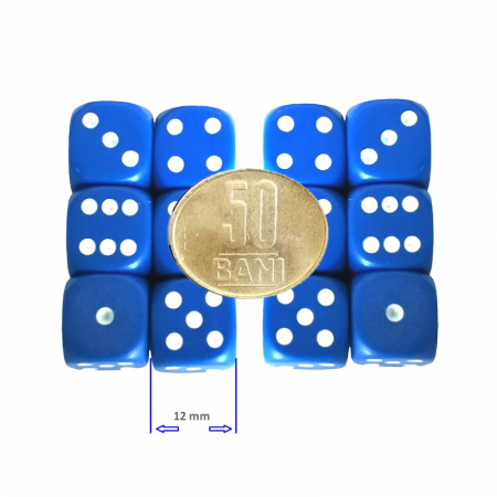 Set 12 zaruri de 12 mm, albastre, de calitate, plastic opac [1]